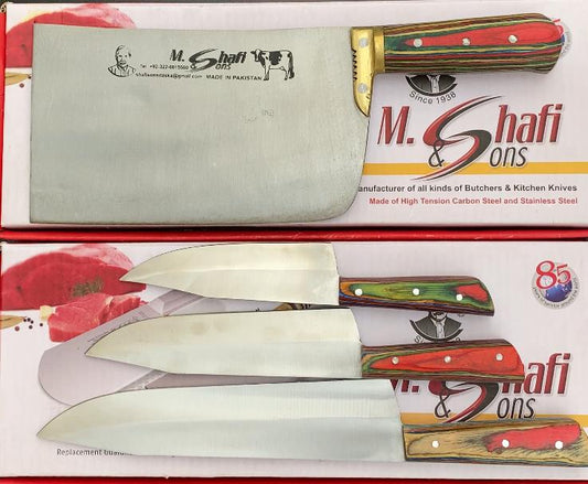 Meat Cleaver with 3 Knives Set PK-DR
